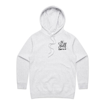 Womens Hood Be Still Psalm 46:10 Black Text Thumbnail