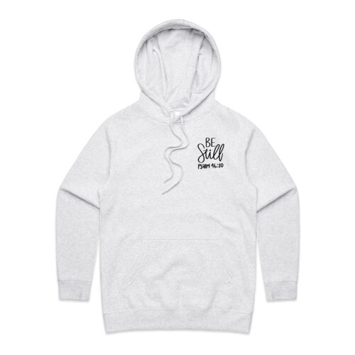 Womens Hood Be Still Psalm 46:10 Black Text Thumbnail