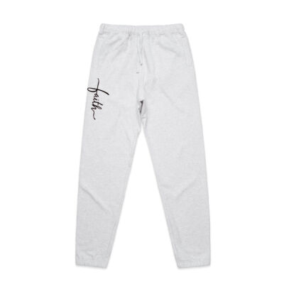 Womens Track Pants Faith in Black Font Type Graphic Thumbnail