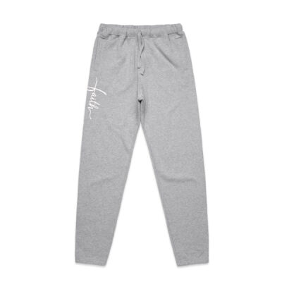 Womens Track Pants Faith in White Font Type Graphic Thumbnail