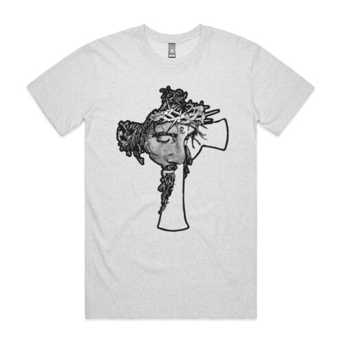 Mens Staple T-Shirt Jesus Face on Cross Black & White Thumbnail