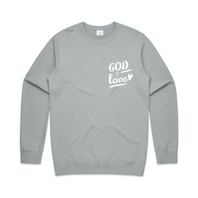 Womens Premium Crew (Up to 4XL) God is Love in White Text Thumbnail