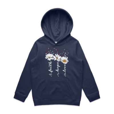 Girls Hood Sweat (8-12) Faith Hope Love with Daisies Thumbnail